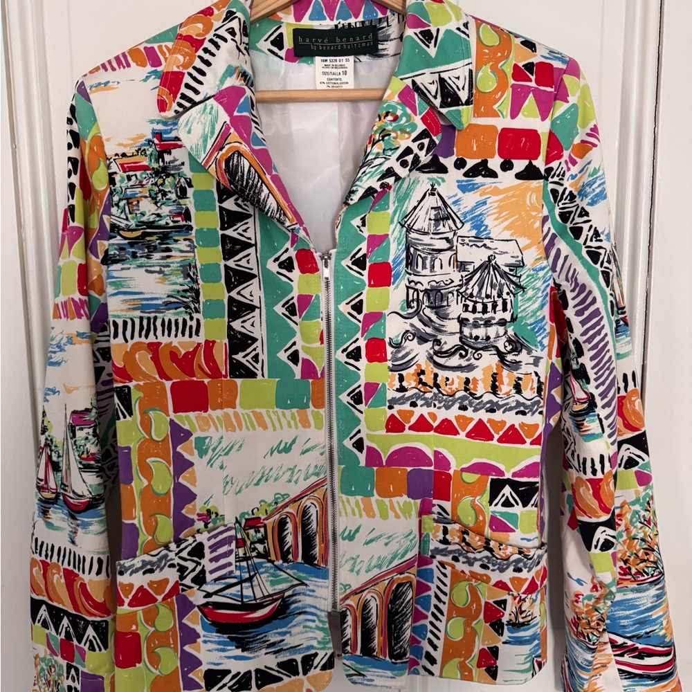 Harve Benard Colorful Graphic Nautical Blazer with Geometric Design